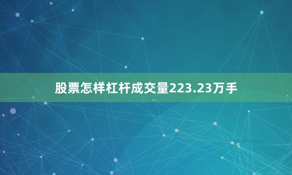 股票怎样杠杆成交量223.23万手